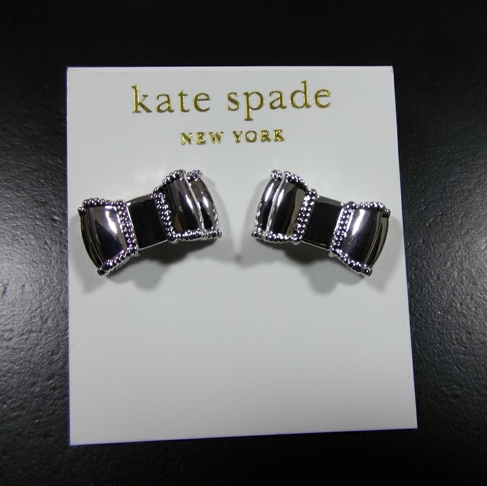 Silver kate spade bow earrings